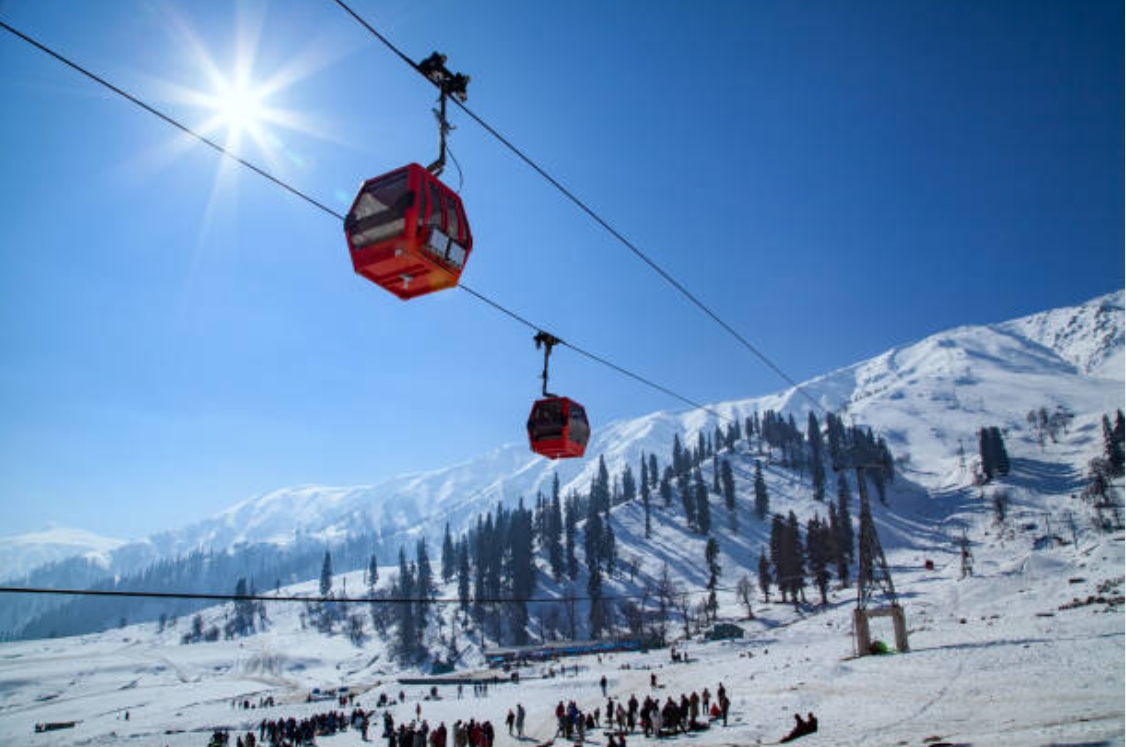 Gulmarg gondola in winter snow